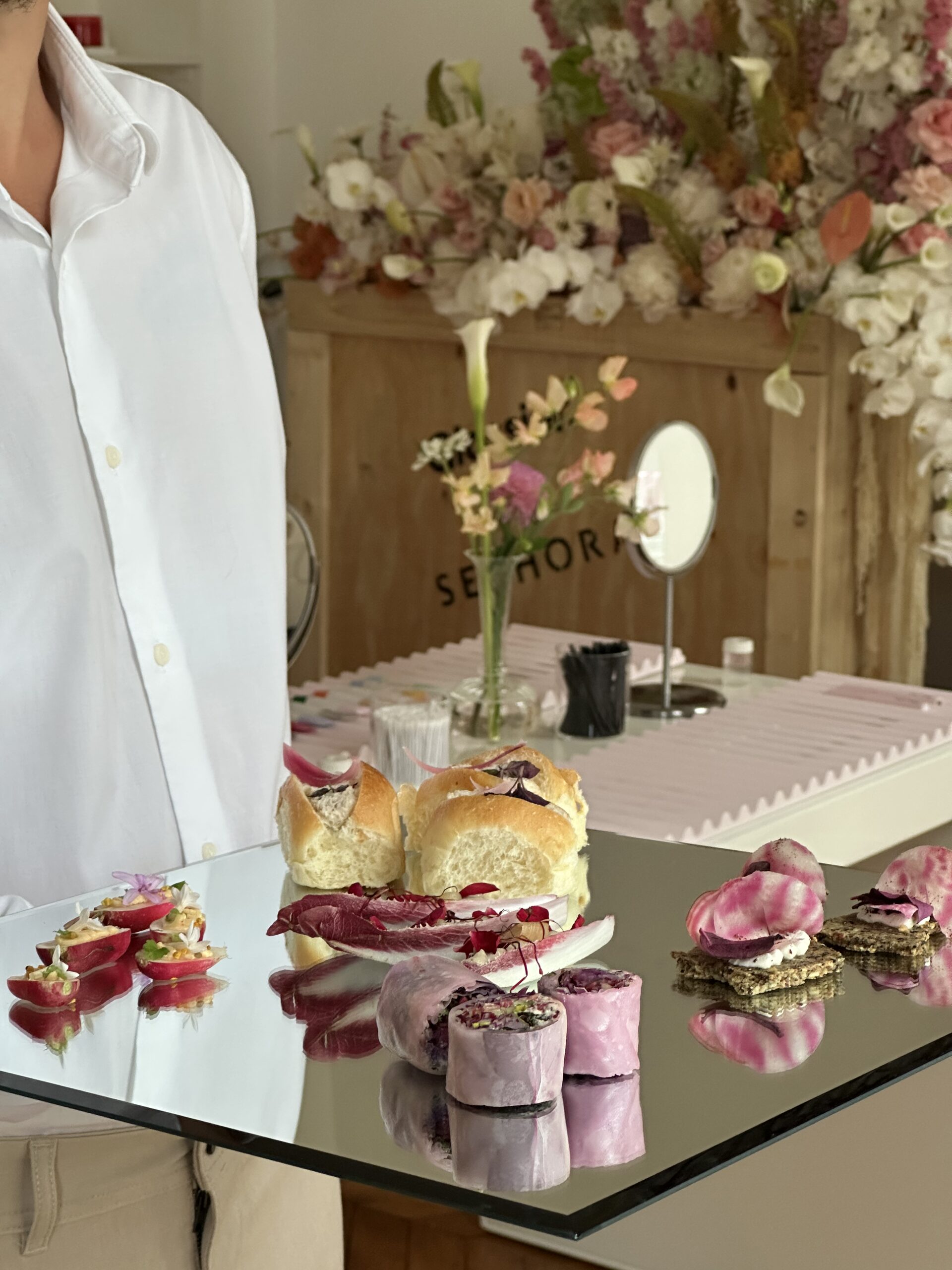 Évènement traiteur pour marque de cosmétique. Création de pièces cocktails sur-mesure.